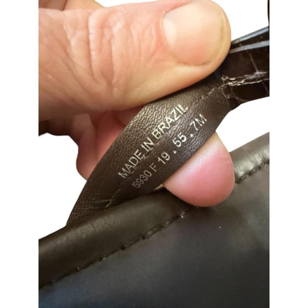 Tory Burch Metallic Bronze Croc-Embossed Miller Thong Sandals - Picture 5 of 6